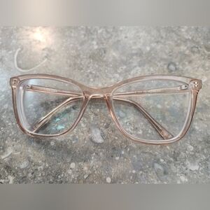 Transparent Rose Pink Full-Rim Women's Reading Glasses